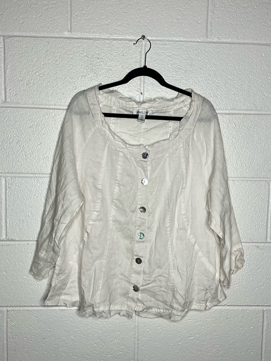 Coldwater Creek Tops - < Vintage Coldwater Creek 100% Linen Button Front Long Sleeve Top >